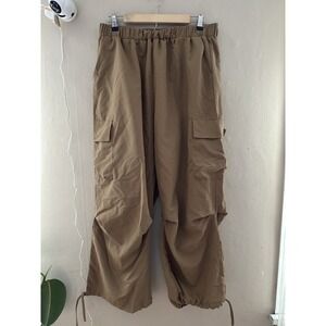 Shein Curve Womens Wide Leg Cargo Pants Size 2X Tan Gorpcore Streetwear Y2K